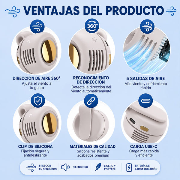 Ventilador Portátil Sin Aspas 360º  Recargable y Silencioso ⭐️⭐️⭐️⭐️⭐️