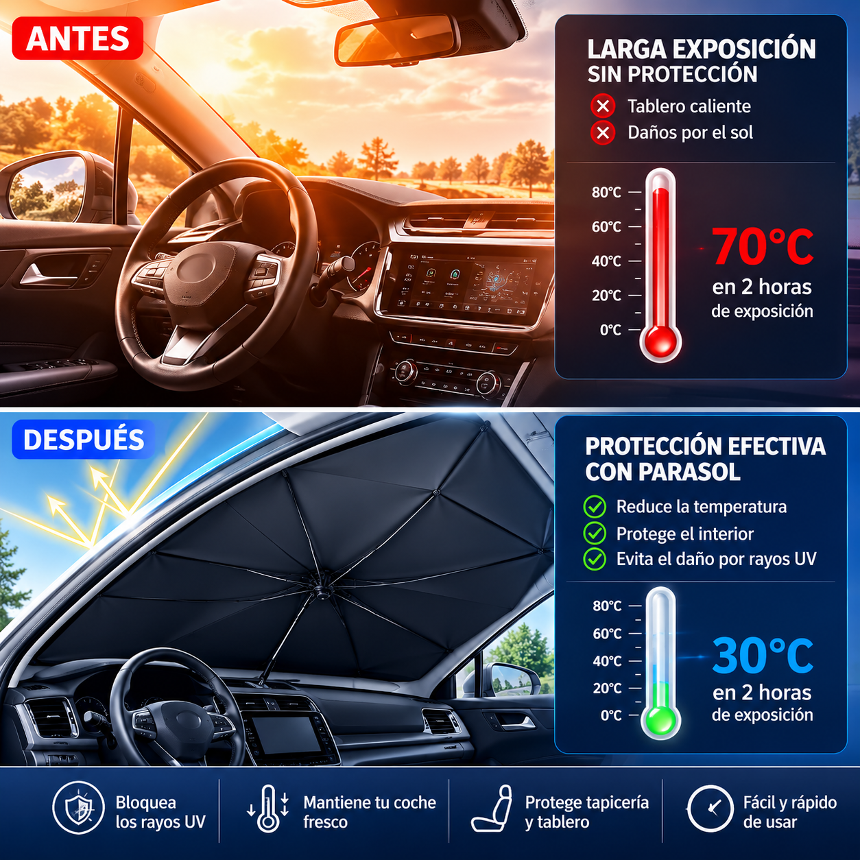 Parasol plegable de coche universal